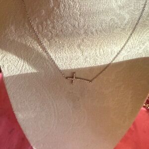 Beautiful Sterling Silver Cross CZ Pendant Necklace